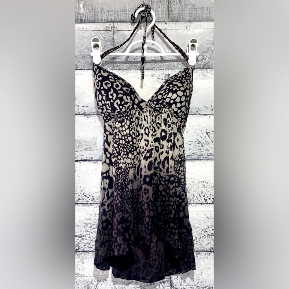 Guess Y2K Ombré Leopard Print Halter Top Monochrome Size S/M
